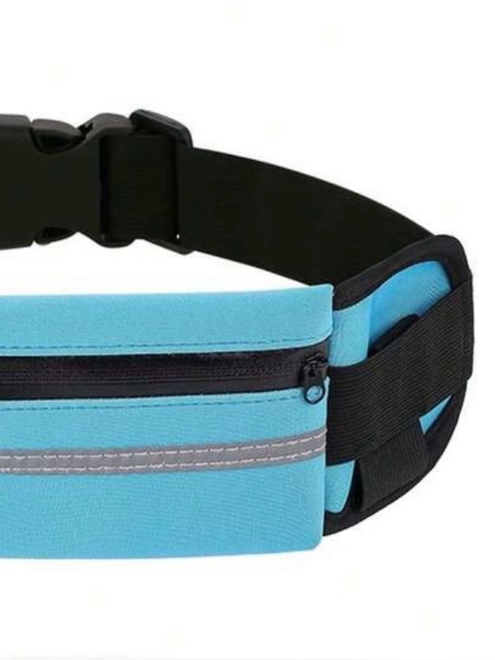 Light Blue Running Waist Belt with Zipper